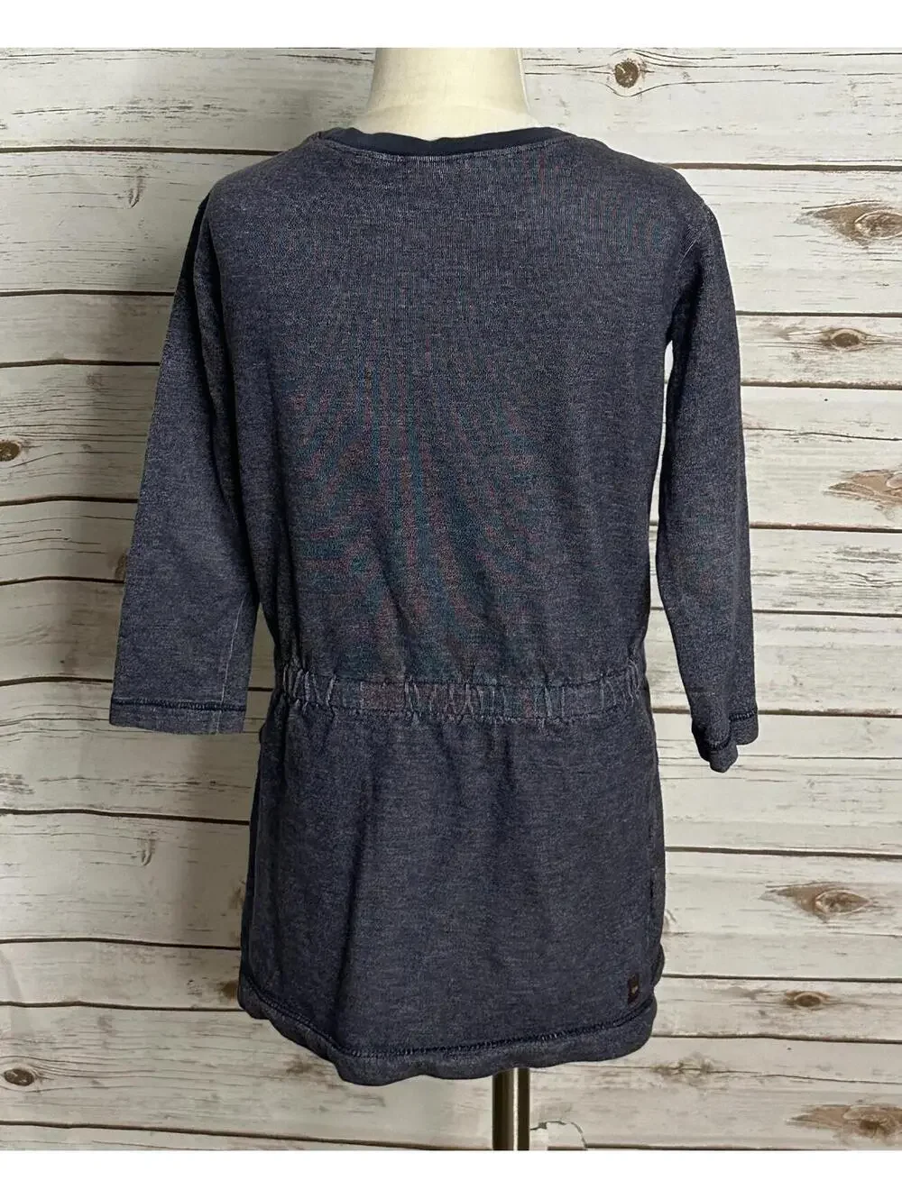 tea Collection chambray blue cotton embroidered floral skull knit tunic dress 5
